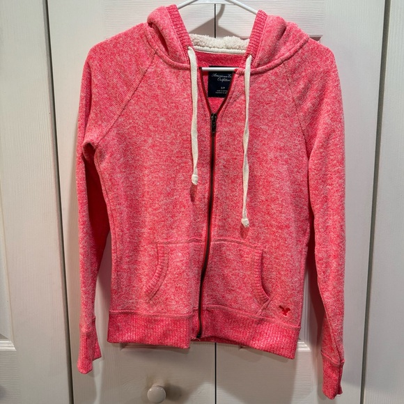 AMERICAN EAGLE Women’s Pink Zip Up Hooded Hoodie Sweatshirt Jacket - size S - Picture 1 of 4
